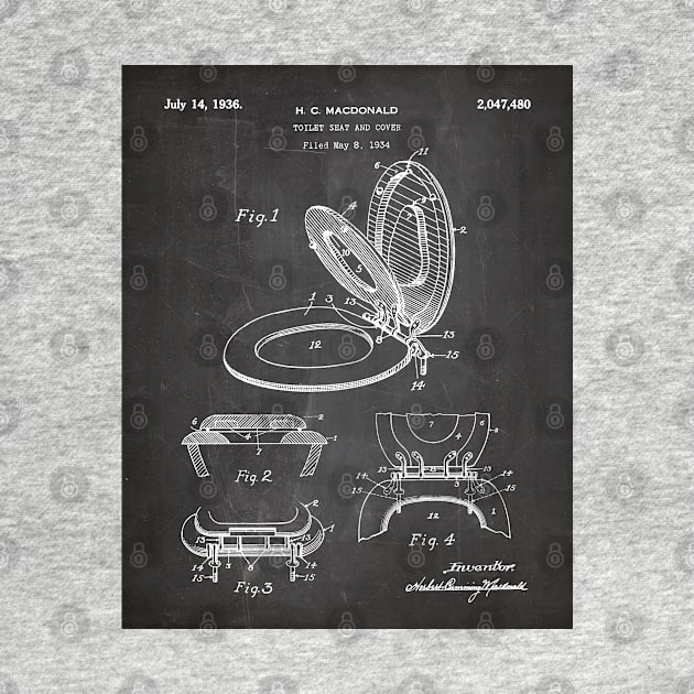 Toilet Seat Patent - Bathroom Art - Black Chalkboard by patentpress